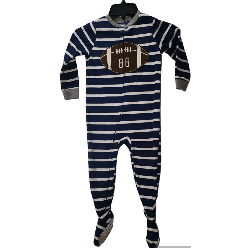 Carter's Football‎ Pajamas Striped One Piece Sleeper 3T